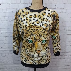 VTG New York Knit Works Fleece Leopard Face